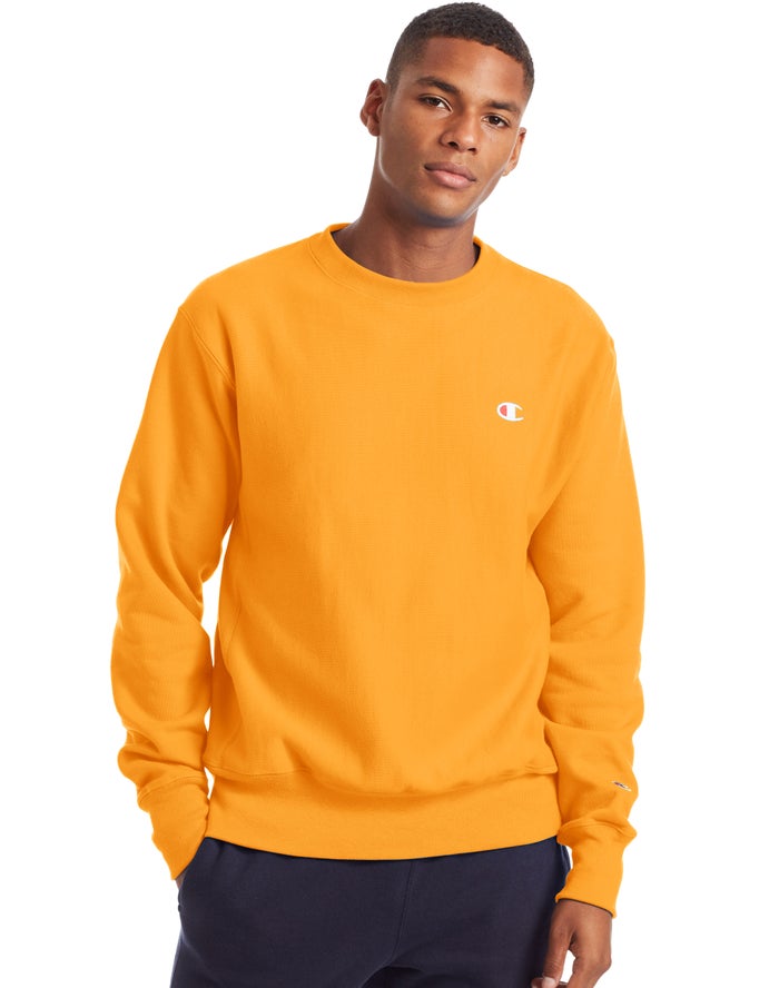 Champion Herre Sweatshirt Gul - Reverse Weave Crew - Danmark DNR-642905